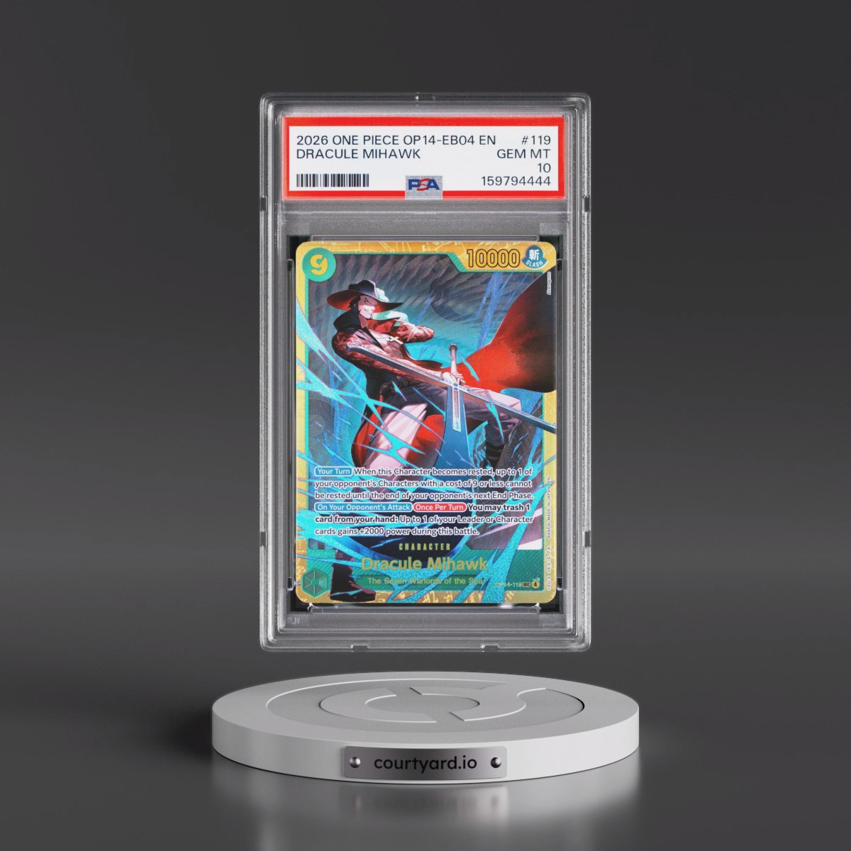 2026 One Piece OP14-EB04-the Azure Sea's Seven #119 Dracule Mihawk (PSA 10 GEM MINT)