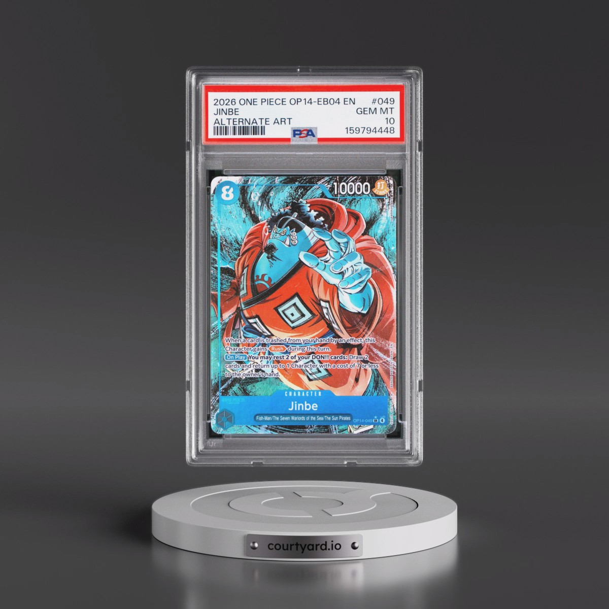 2026 One Piece OP14-EB04-the Azure Sea's Seven #049 Jinbe - Alternate Art (PSA 10 GEM MINT)
