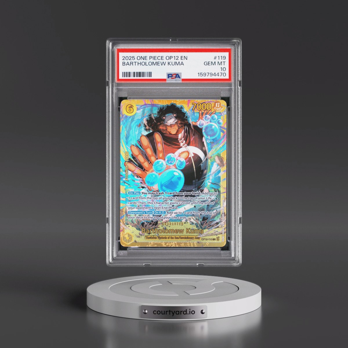 2025 One Piece OP12-Legacy of the Master #119 Bartholomew Kuma (PSA 10 GEM MINT)