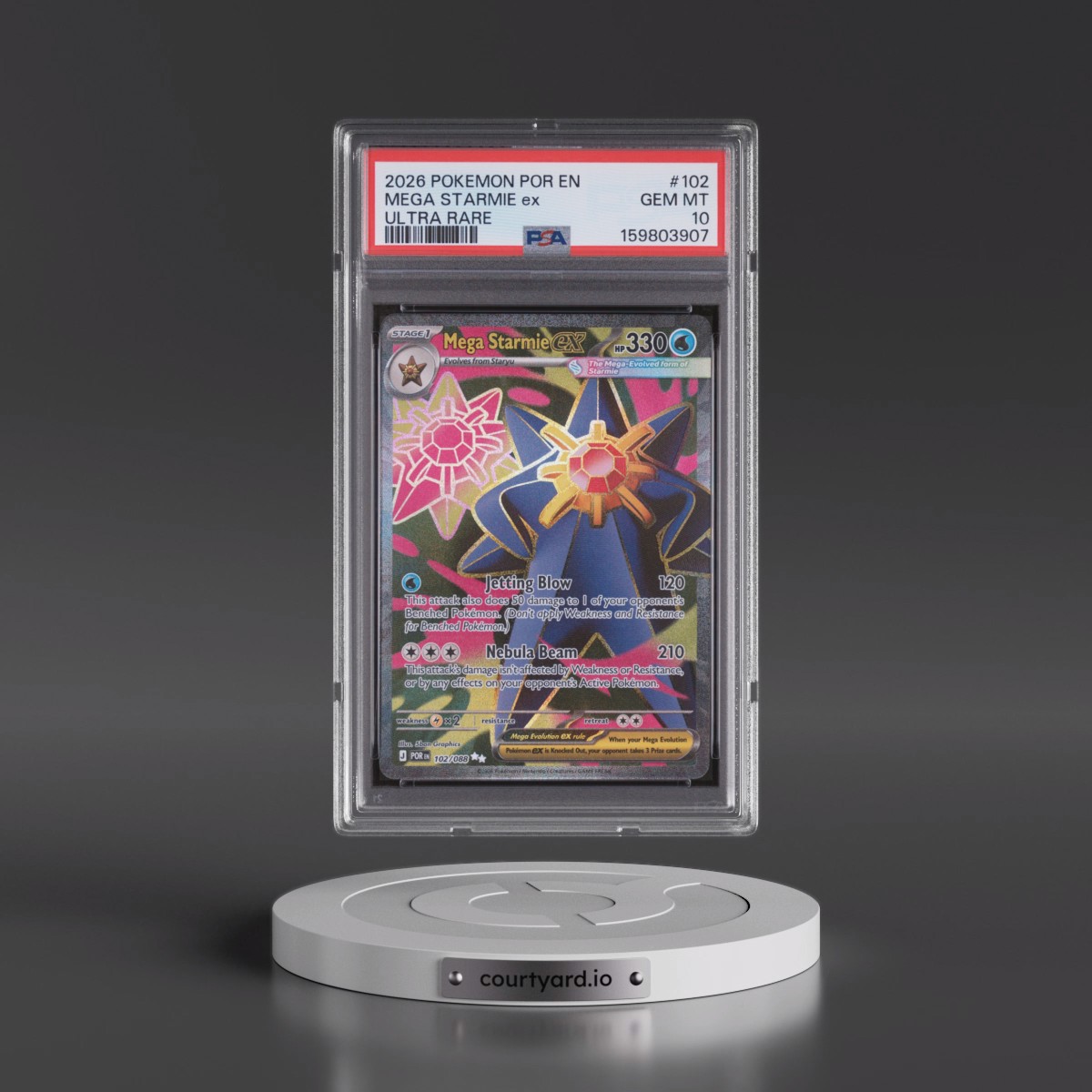 2026 Pokémon Por EN-Perfect Order #102 Mega Starmie EX - Holo Ultra Rare (PSA 10 GEM MINT)
