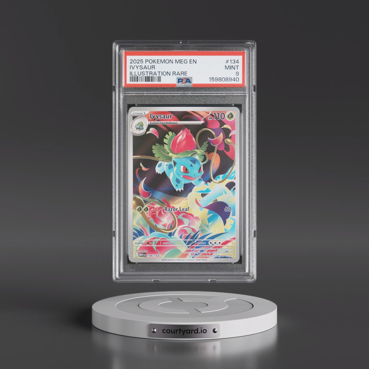 2025 Pokémon Meg EN-Mega Evolution #134 Ivysaur - Illustration Rare (PSA 9 MINT)