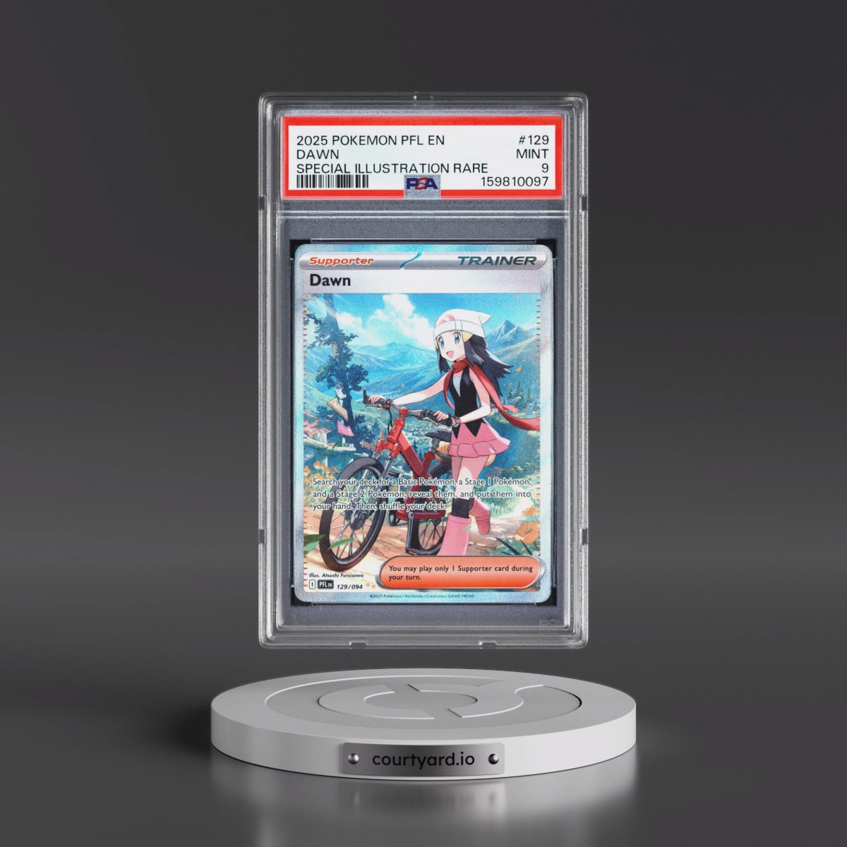 2025 Pokémon Pfl EN-Phantasmal Flames #129 Dawn - Special Illustration Rare (PSA 9 MINT)