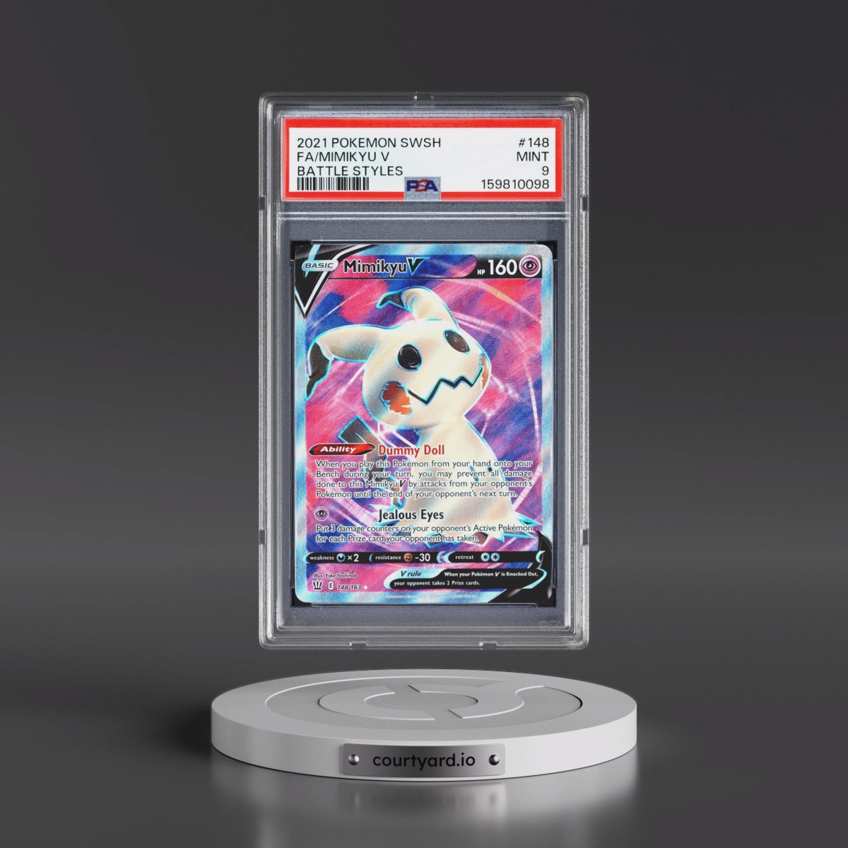 2021 Pokémon Sword & Shield Battle Styles #148 Mimikyu V - Holo Full Art (PSA 9 MINT)