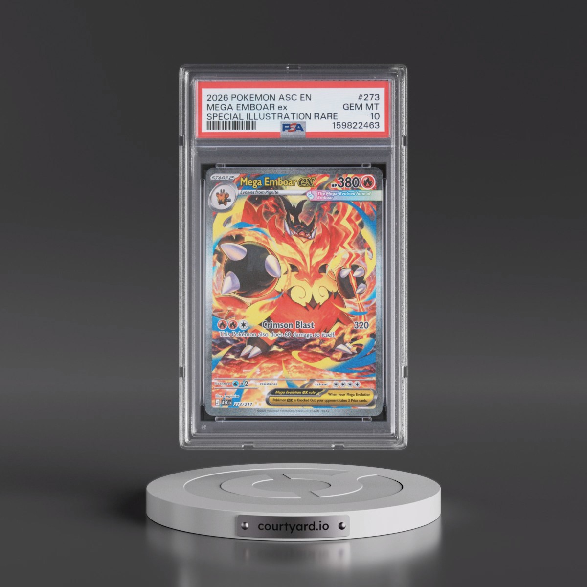 2026 Pokémon Asc EN-Ascended Heroes #273 Mega Emboar EX - Holo Special Illustration Rare (PSA 10 GEM MINT)