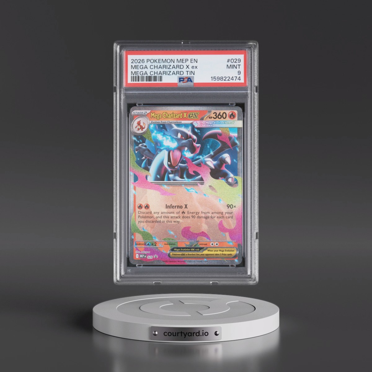 2026 Pokémon Mep EN-Me Black Star Promo #029 Mega Charizard X EX - Holo Mega Charizard Tin (PSA 9 MINT)