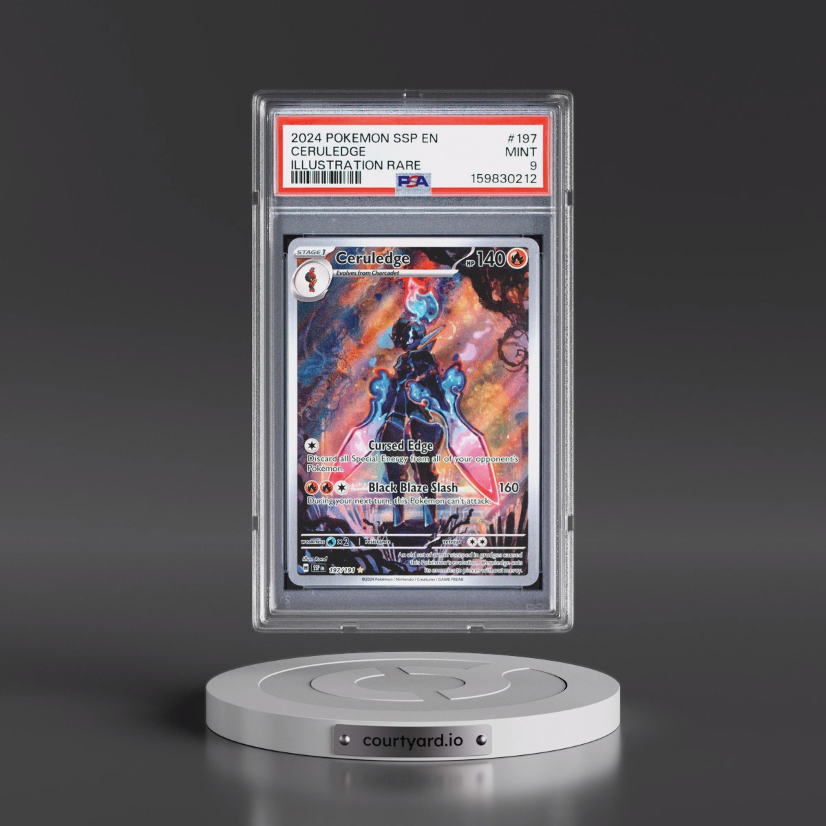 2024 Pokémon Ssp EN-Surging Sparks #197 Ceruledge - Illustration Rare (PSA 9 MINT)