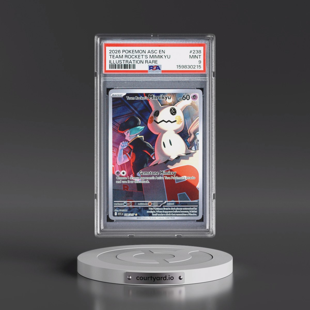 2026 Pokémon Asc EN-Ascended Heroes #238 Team Rocket's Mimikyu - Illustration Rare (PSA 9 MINT)