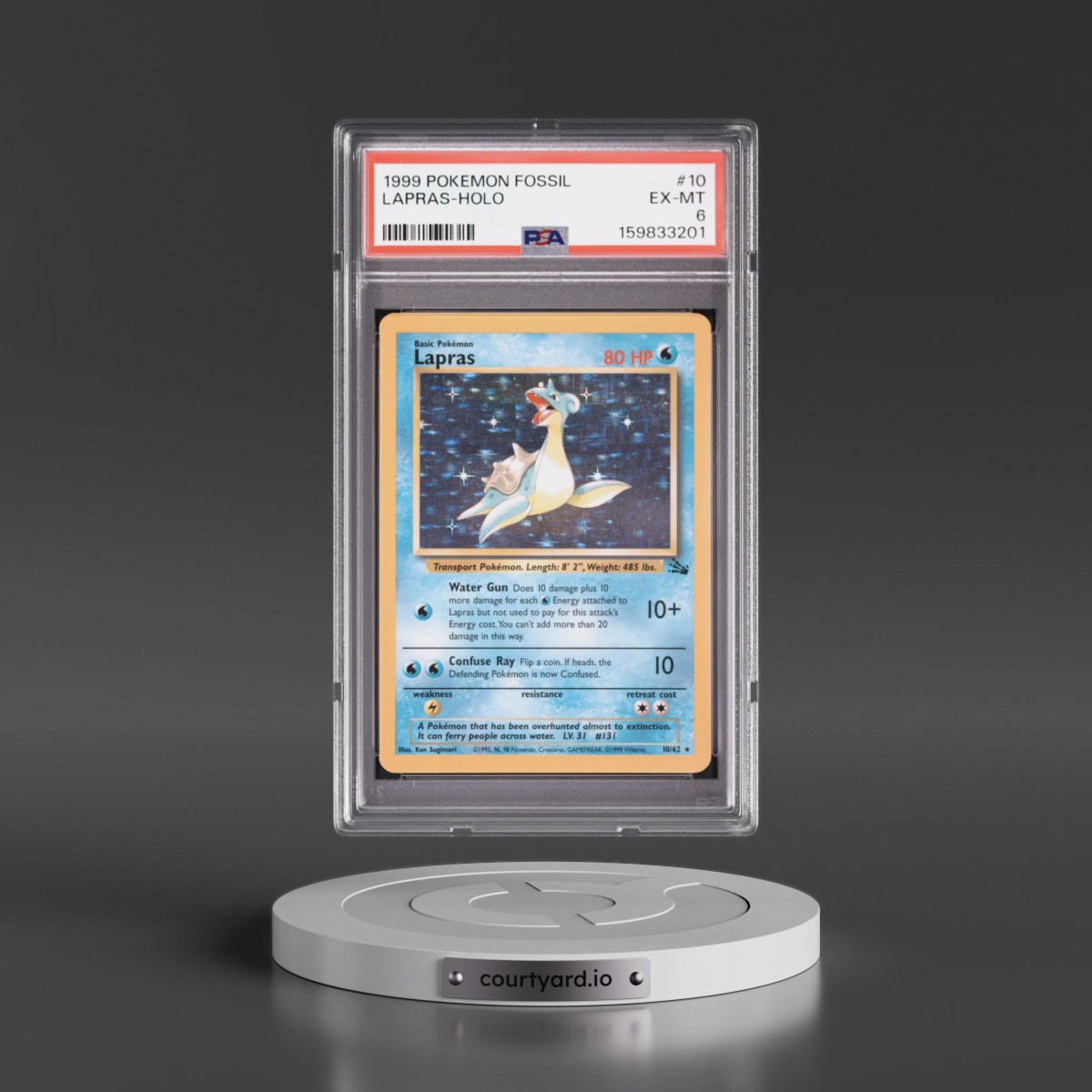 1999 Pokémon Fossil #10 Lapras - Holo (PSA 6 EX-MT)