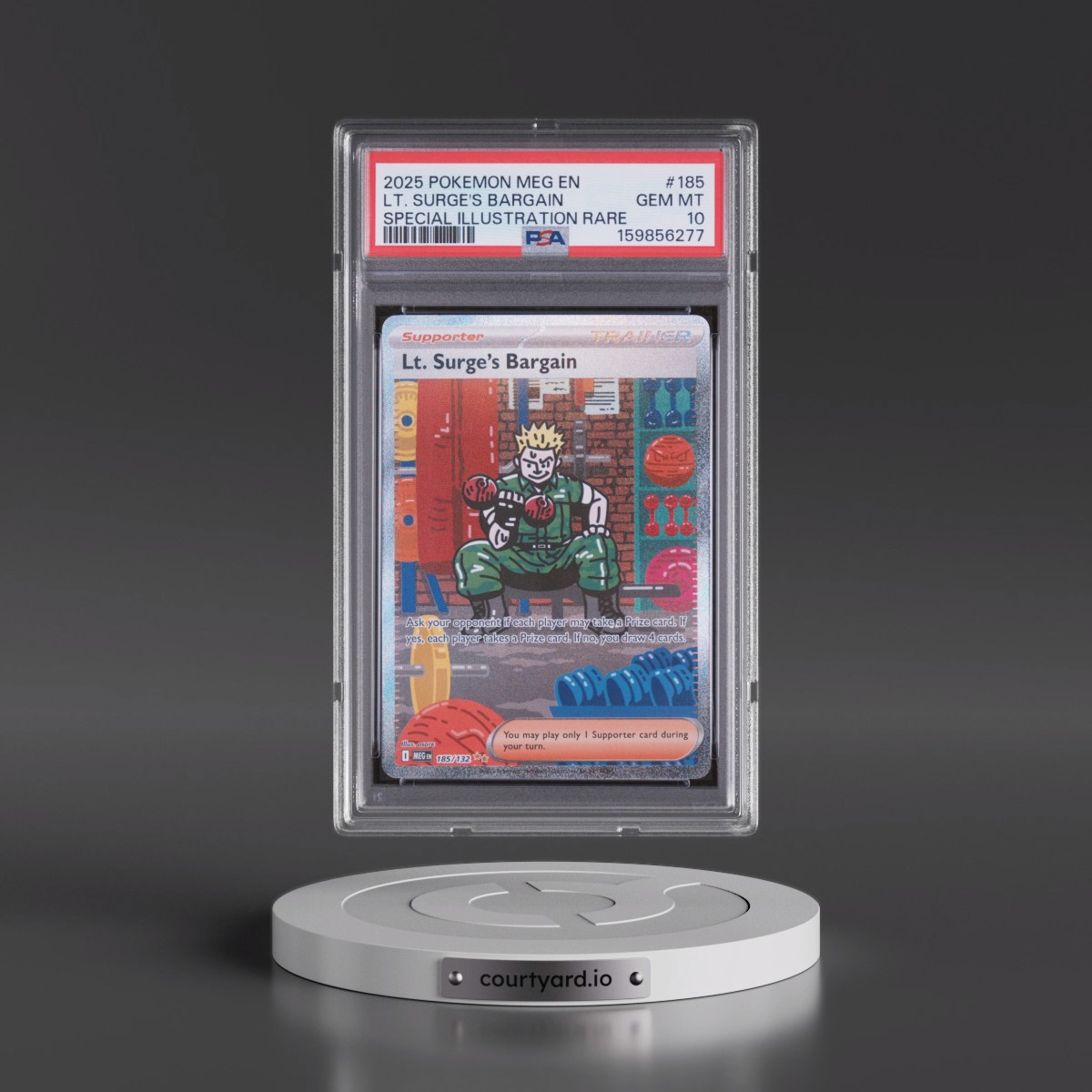 2025 Pokémon Meg EN-Mega Evolution #185 LT. Surge's Bargain - Special Illustration Rare (PSA 10 GEM MINT)