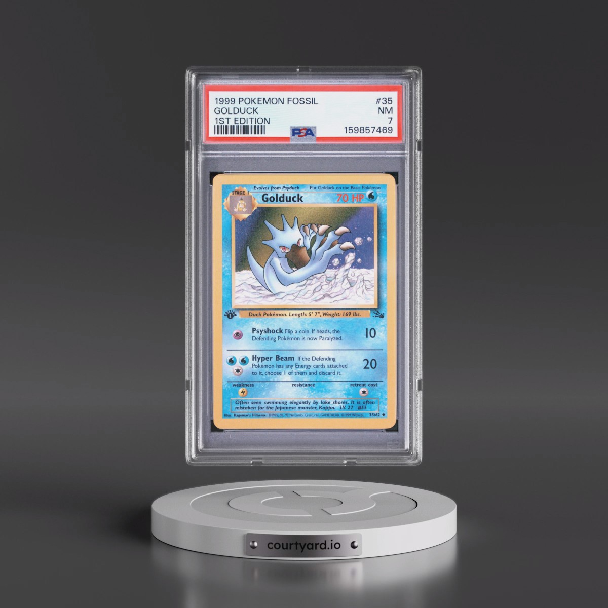 1999 Pokémon Fossil #35 Golduck - 1st Edition (PSA 7 NM)