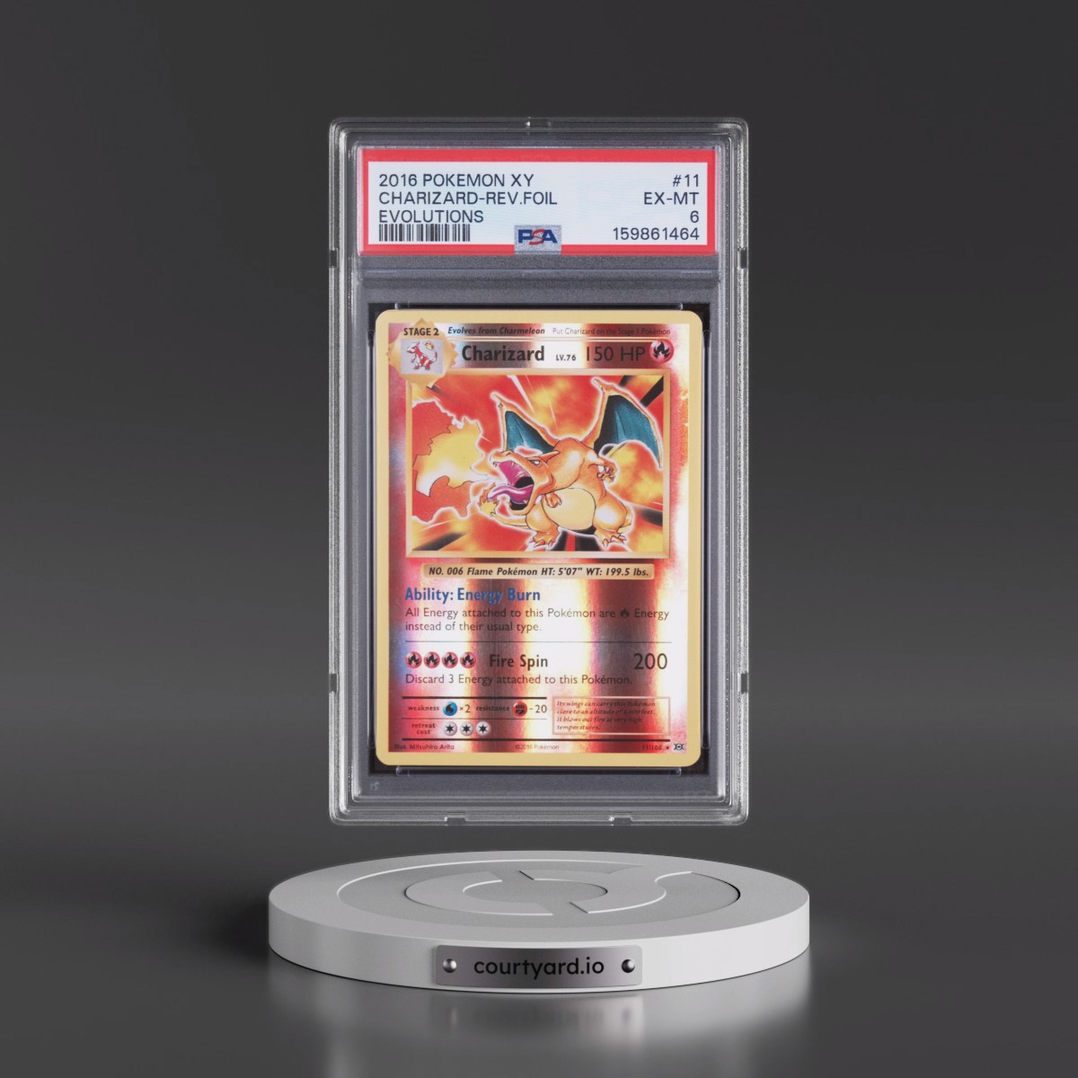 2016 Pokémon XY Evolutions #11 Charizard - Reverse Foil (PSA 6 EX-MT)