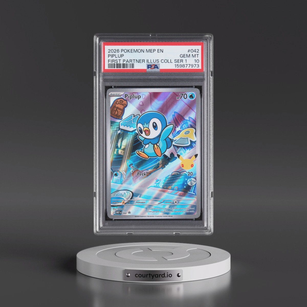 2026 Pokémon Mep EN-Me Black Star Promo #042 Piplup - First Partner Illustration Collection Series 1 (PSA 10 GEM MINT)