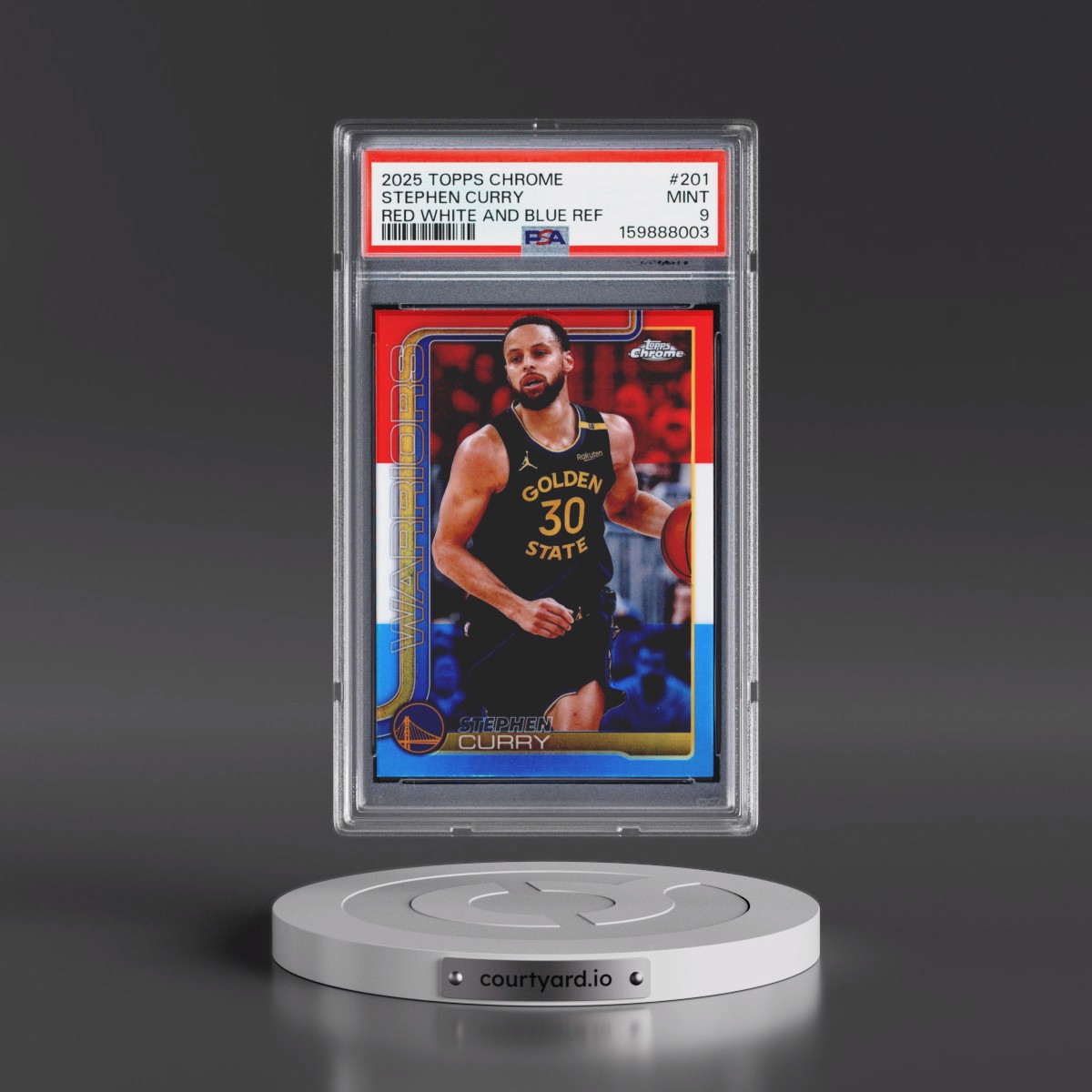 2025 Topps Chrome #201 Stephen Curry - Red White and Blue Refractor (PSA 9 MINT)
