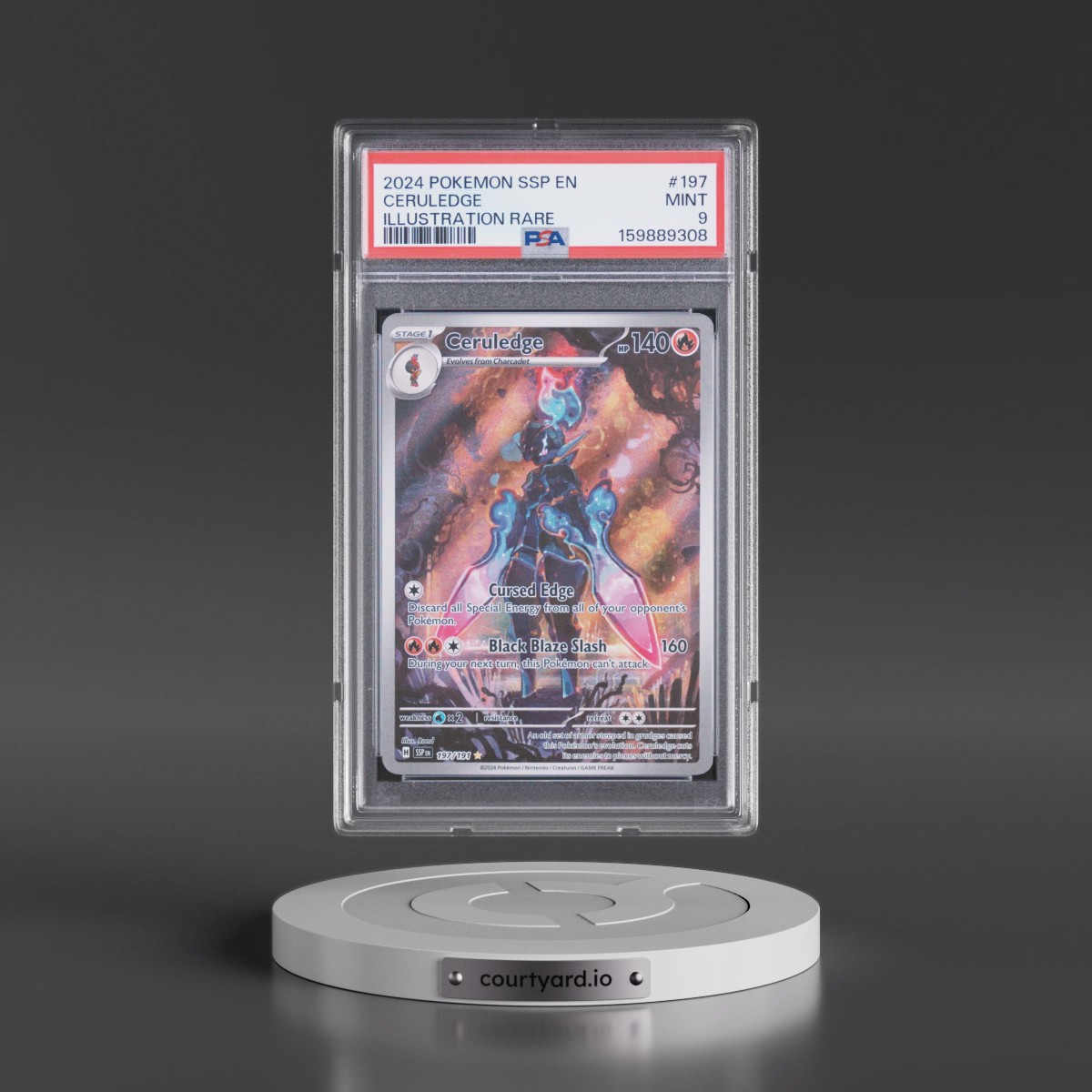 2024 Pokémon Ssp EN-Surging Sparks #197 Ceruledge - Illustration Rare (PSA 9 MINT)