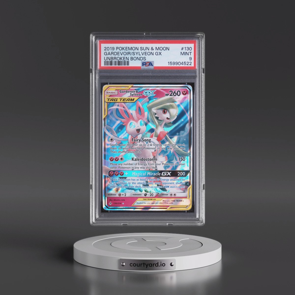 2019 Pokémon Sun & Moon Unbroken Bonds #130 Gardevoir & Sylveon GX - Holo (PSA 9 MINT)