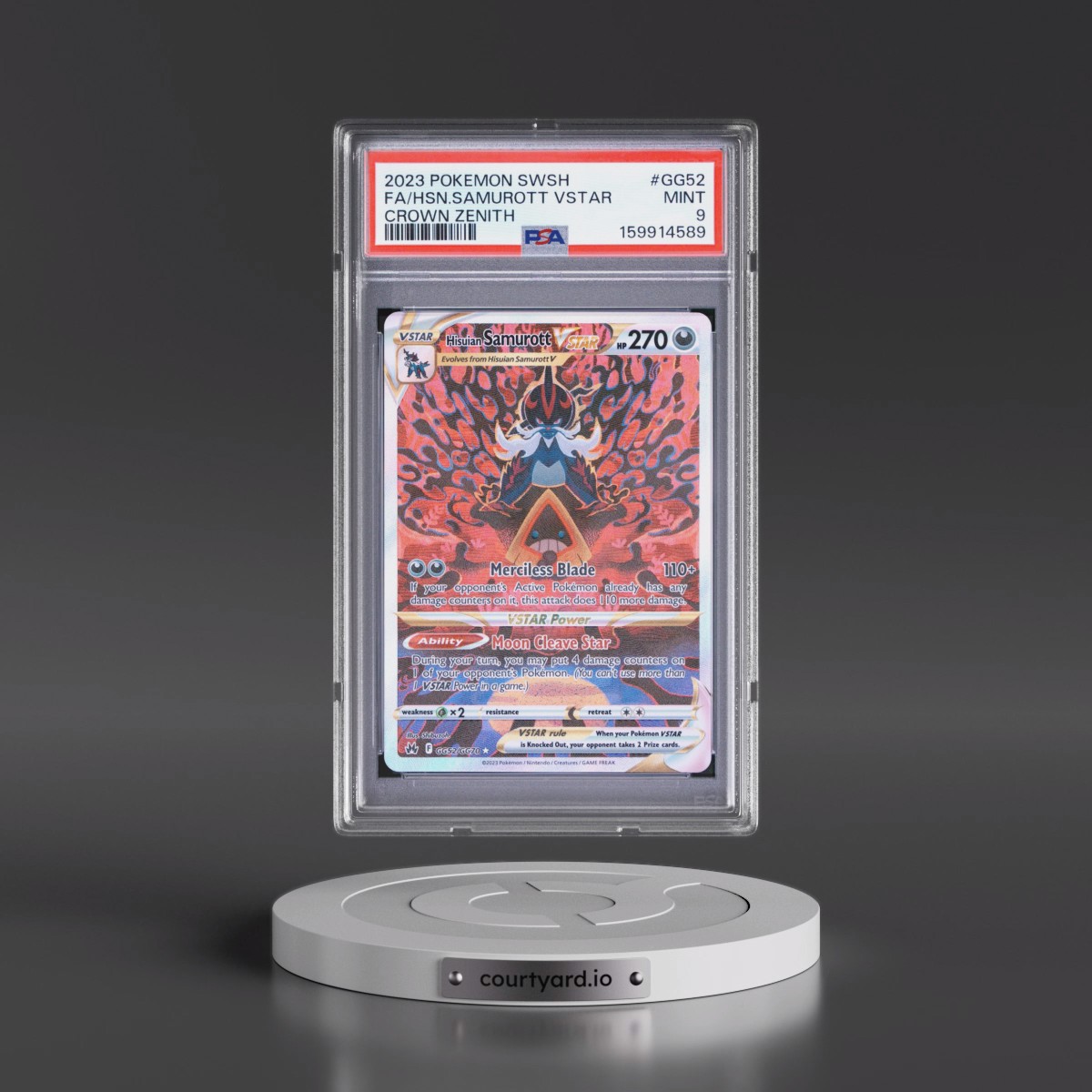 2023 Pokémon Sword and Shield Crown Zenith #GG52 Hisuian Samurott Vstar - Full Art (PSA 9 MINT)