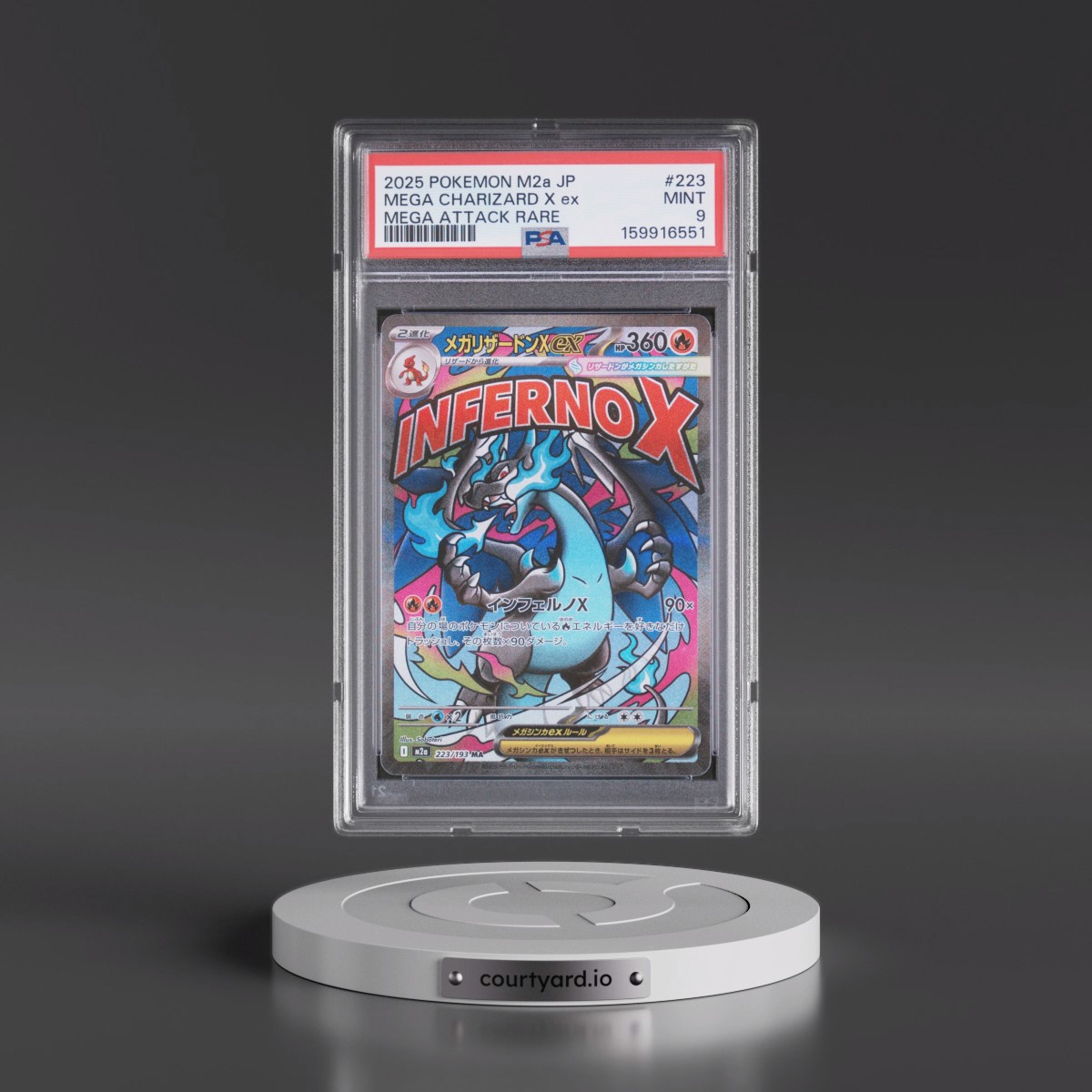 2025 Pokémon M2a-Mega Dream EX #223 Mega Charizard X EX - Holo Mega Attack Rare (PSA 9 MINT)