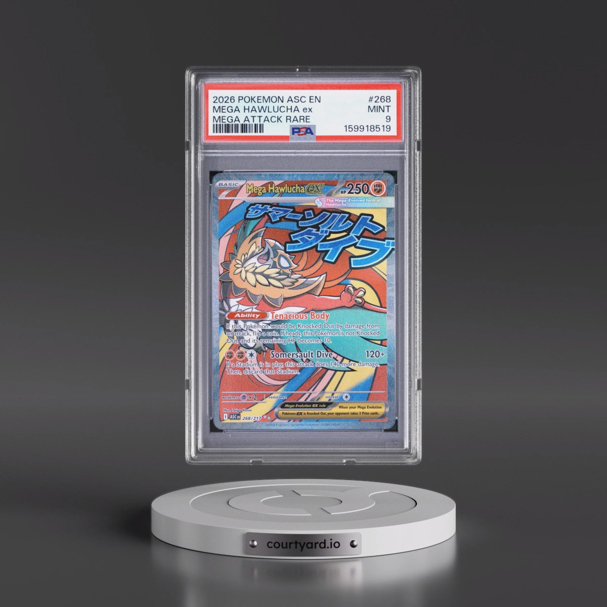 2026 Pokémon Asc EN-Ascended Heroes #268 Mega Hawlucha EX - Holo Mega Attack Rare (PSA 9 MINT)