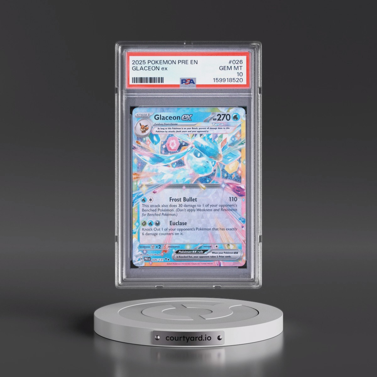 2025 Pokémon Pre EN-Prismatic Evolutions #026 Glaceon EX - Holo (PSA 10 GEM MINT)