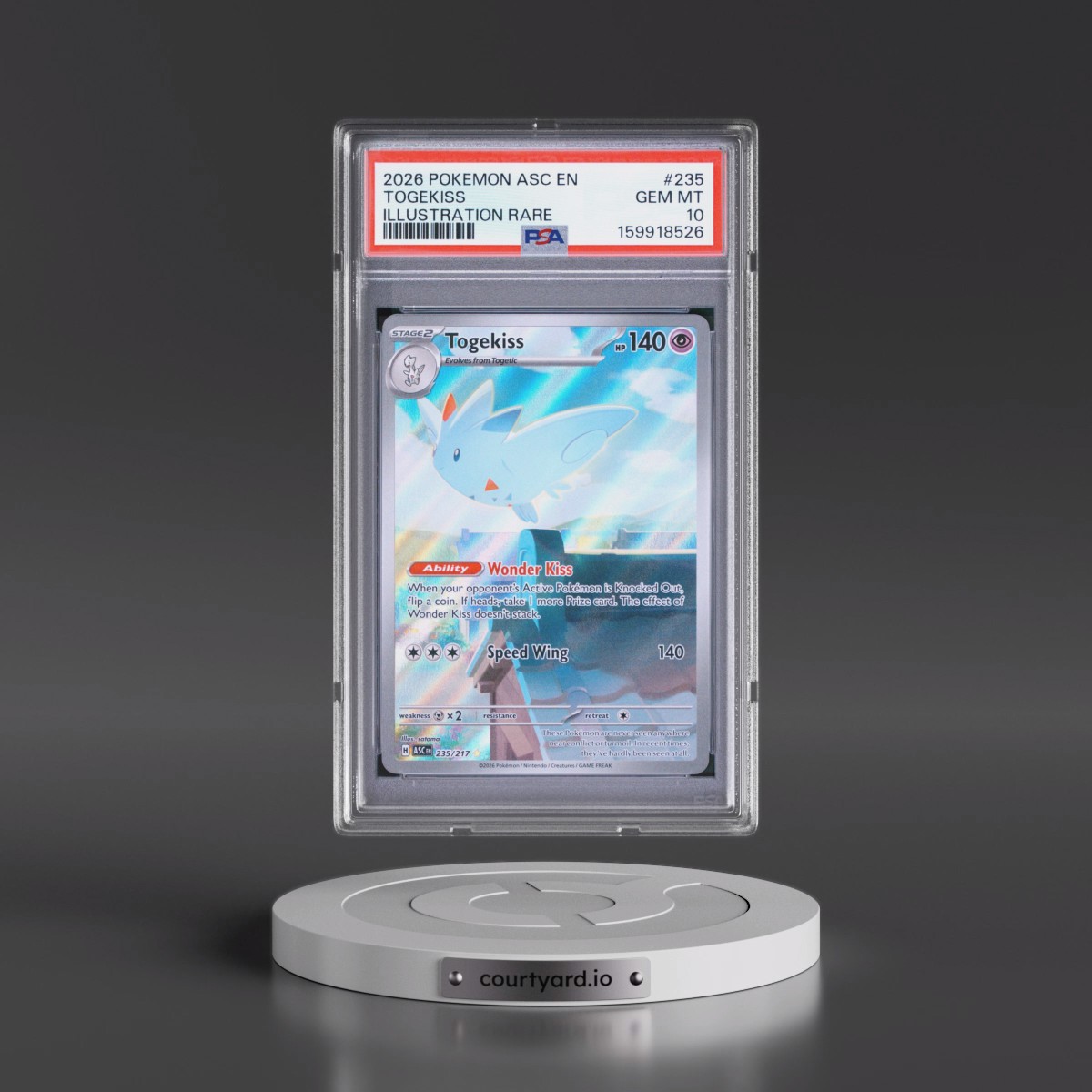 2026 Pokémon Asc EN-Ascended Heroes #235 Togekiss - Illustration Rare (PSA 10 GEM MINT)
