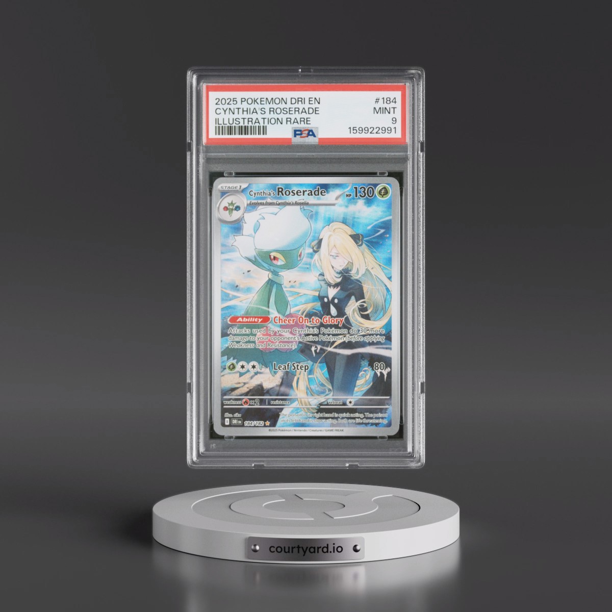 2025 Pokémon Dri EN-Destined Rivals #184 Cynthia's Roserade - Illustration Rare (PSA 9 MINT)