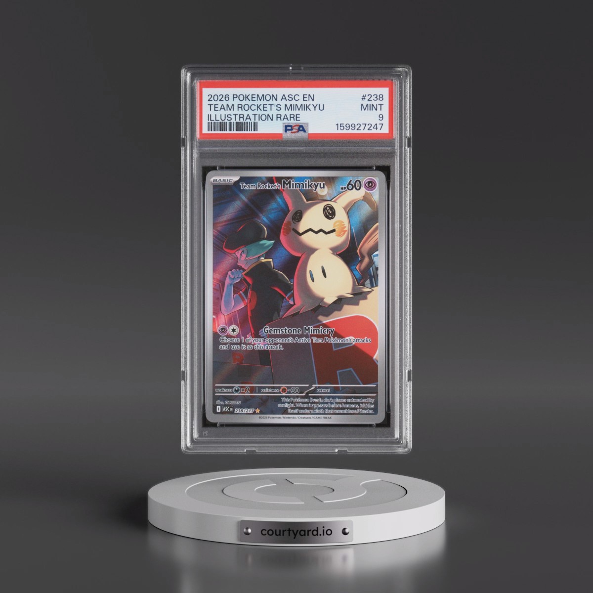 2026 Pokémon Asc EN-Ascended Heroes #238 Team Rocket's Mimikyu - Illustration Rare (PSA 9 MINT)