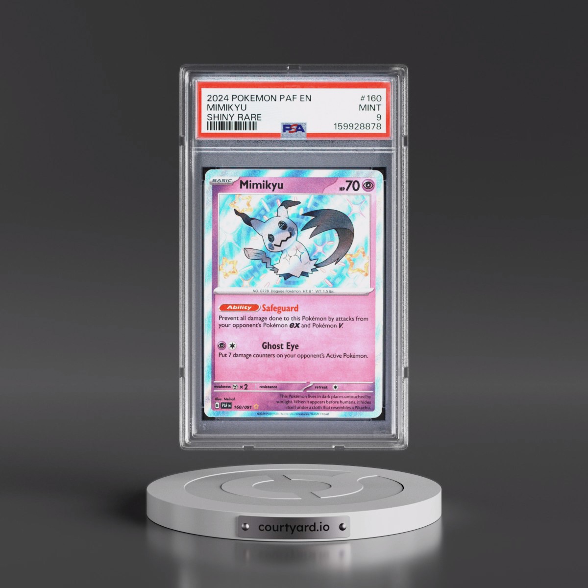 2024 Pokémon Paf EN-Paldean Fates #160 Mimikyu - Shiny Rare (PSA 9 MINT)