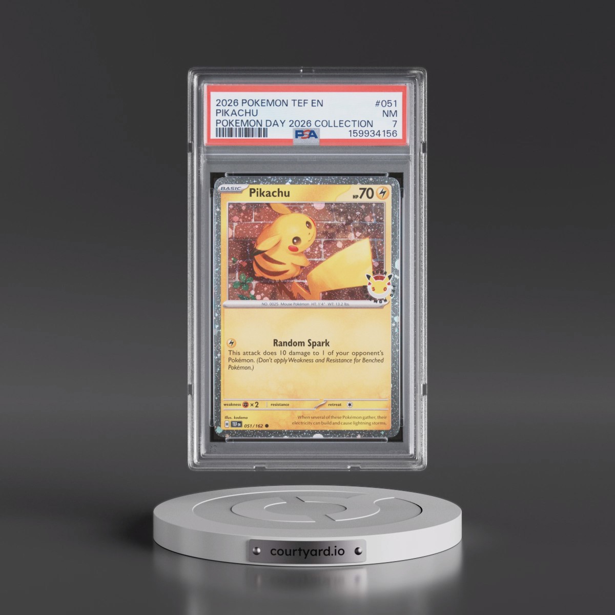 2026 Pokémon Tef EN-Temporal Forces #051 Pikachu - Pokemon Day 2026 Collection (PSA 7 NM)