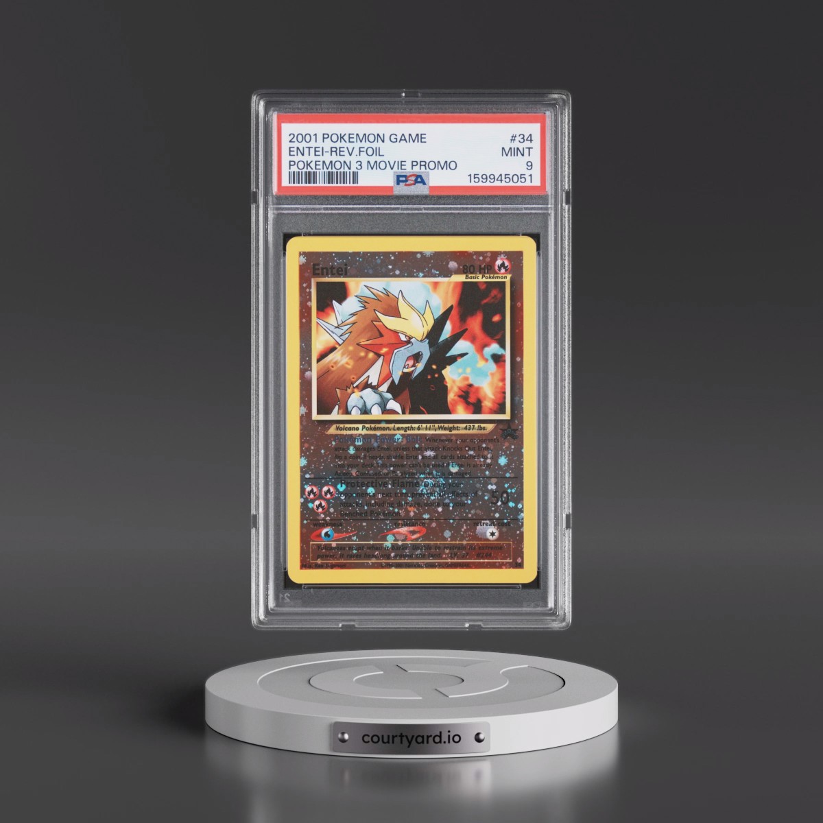 2001 Pokémon Game Movie #34 Entei - Reverse Foil Pokemon 3 Movie Promo (PSA 9 MINT)