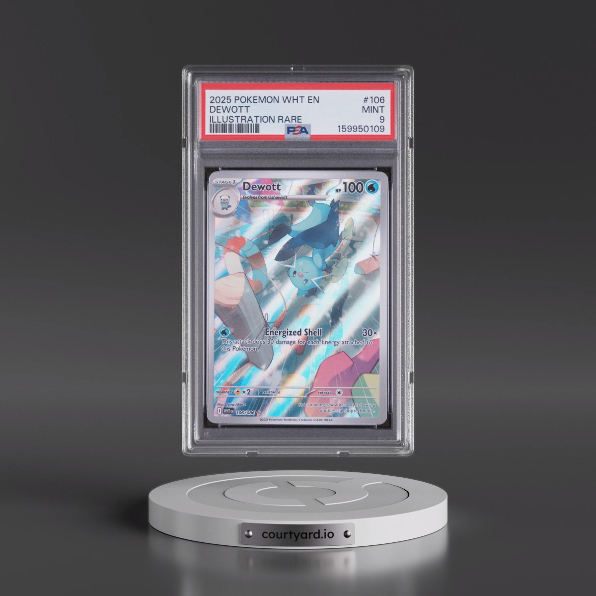 2025 Pokémon Wht EN-White Flare #106 Dewott - Illustration Rare (PSA 9 MINT)