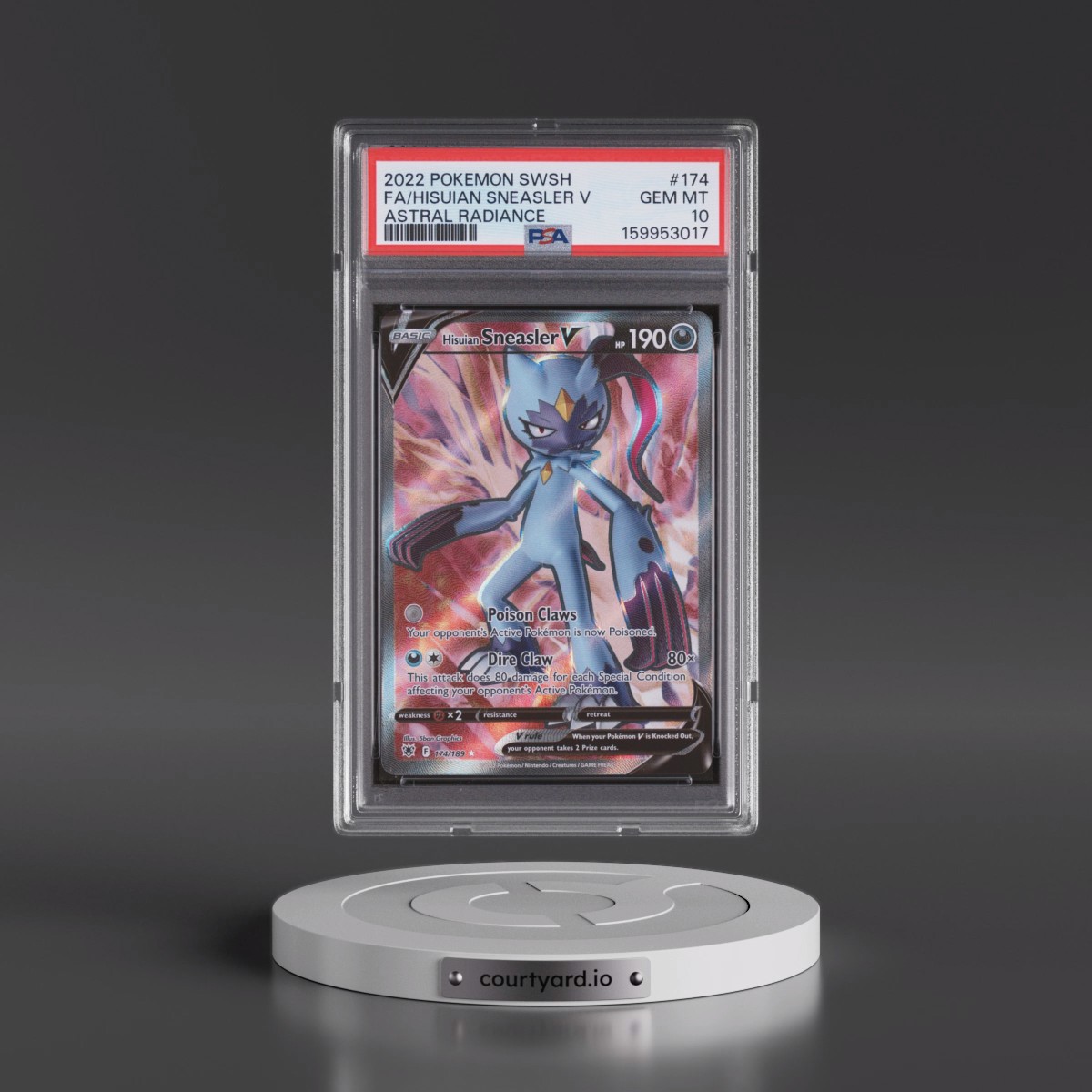 2022 Pokémon Sword & Shield Astral Radiance #174 Hisuian Sneasler - Full Art (PSA 10 GEM MINT)