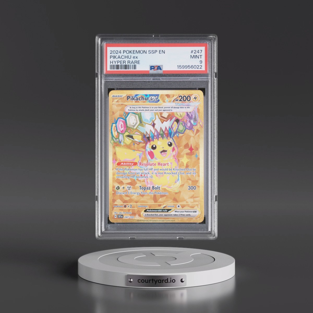 2024 Pokémon Ssp EN-Surging Sparks #247 Pikachu EX - Holo Hyper Rare (PSA 9 MINT)