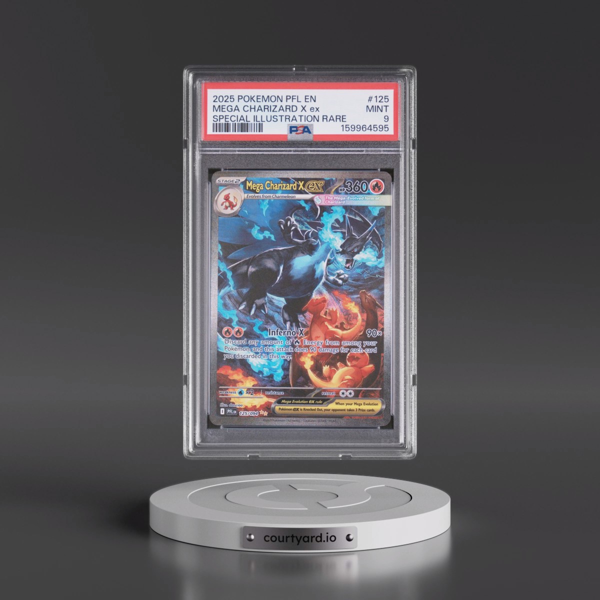 2025 Pokémon Pfl EN-Phantasmal Flames #125 Mega Charizard X EX - Holo Special Illustration Rare (PSA 9 MINT)