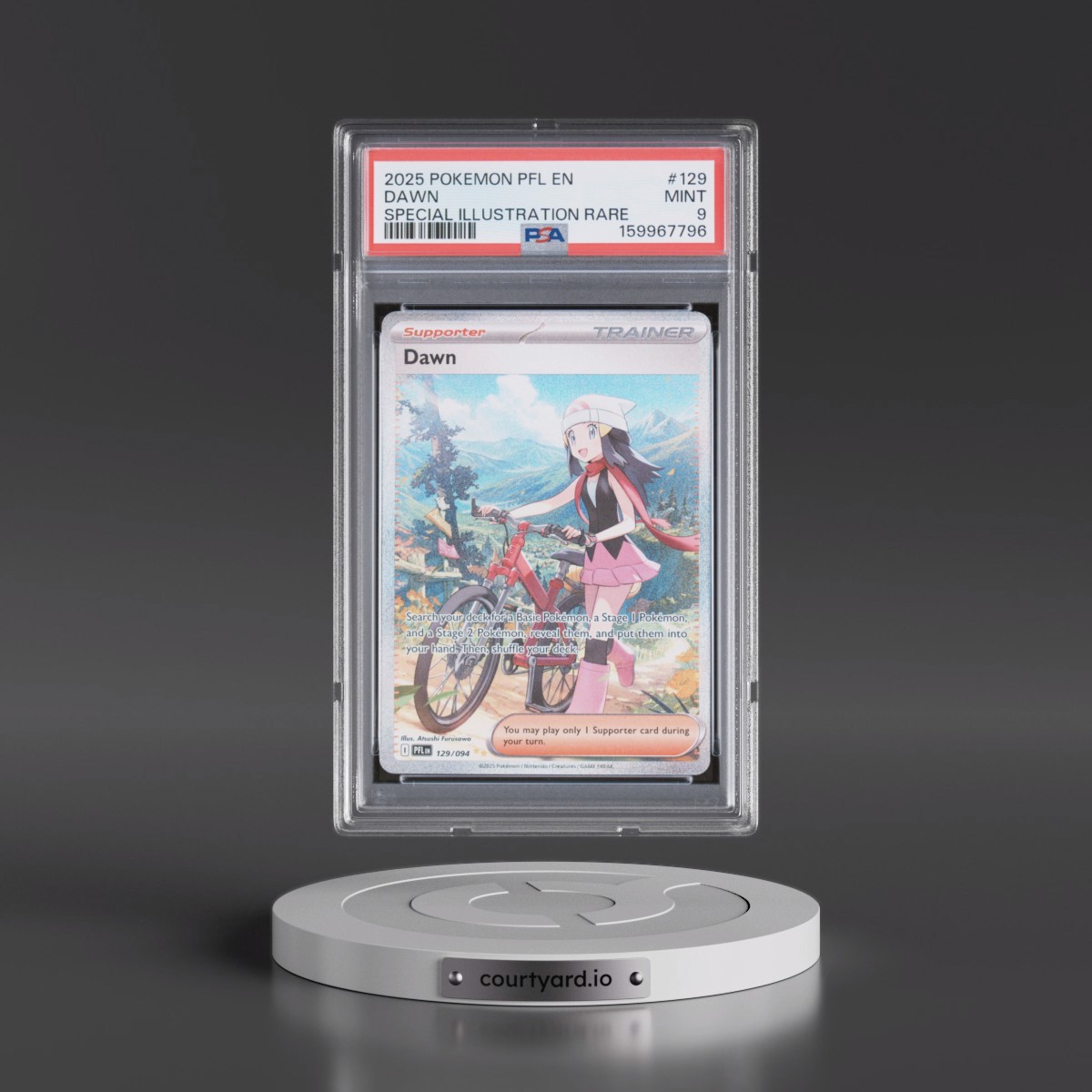 2025 Pokémon Pfl EN-Phantasmal Flames #129 Dawn - Special Illustration Rare (PSA 9 MINT)