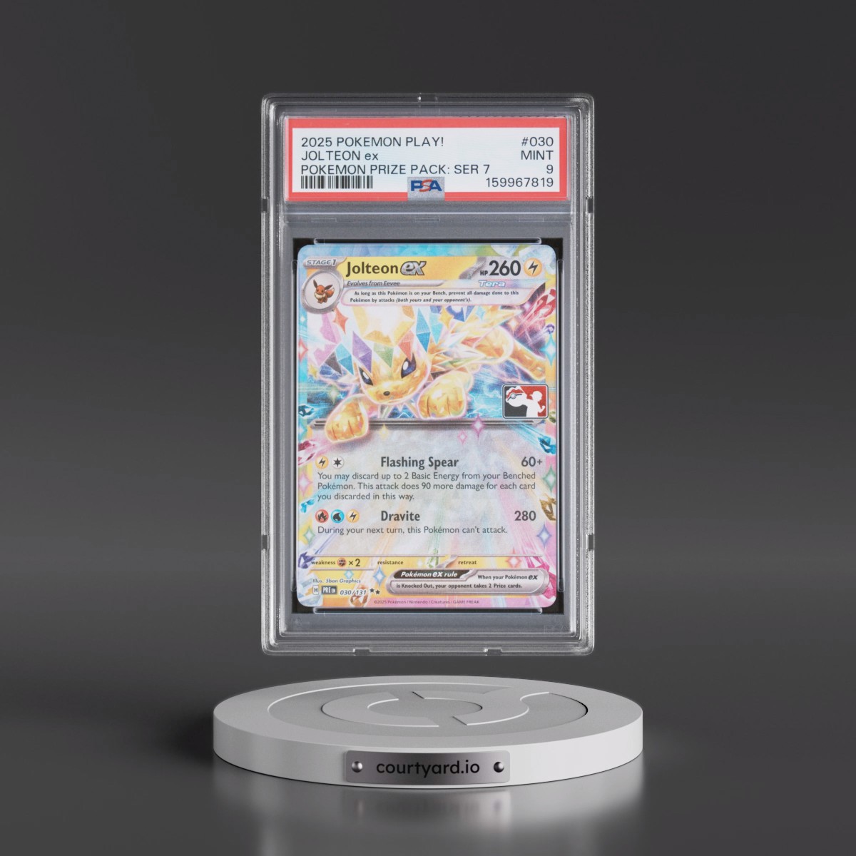 2025 Pokémon Play! Pokémon Prize Pack: Series 7 #030 Jolteon EX - Holo (PSA 9 MINT)