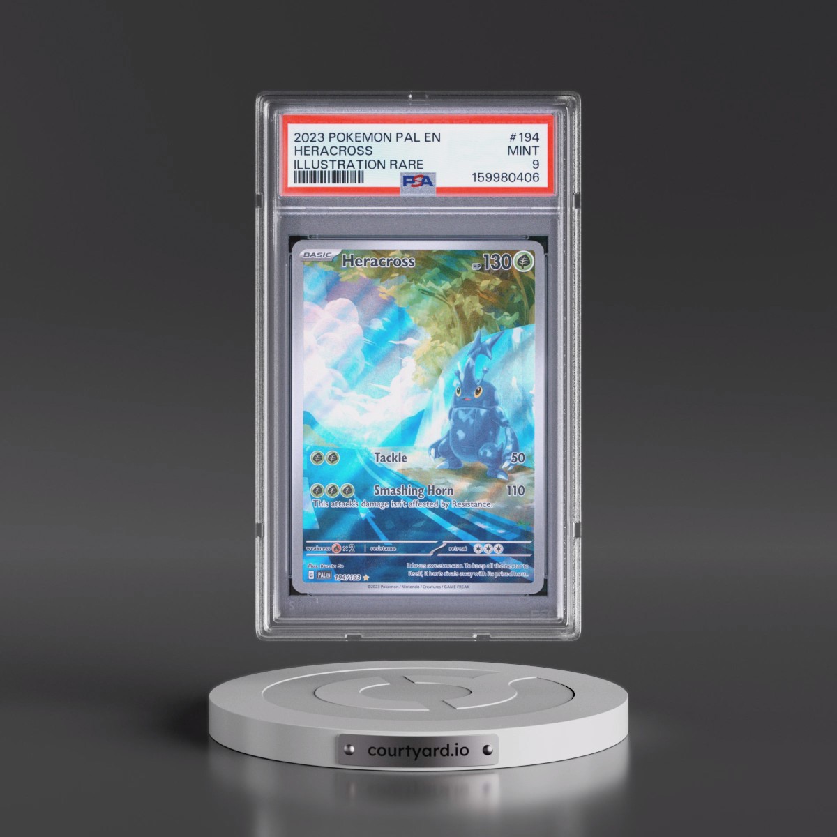 2023 Pokémon Pal EN-Paldea Evolved #194 Heracross - Illustration Rare (PSA 9 MINT)
