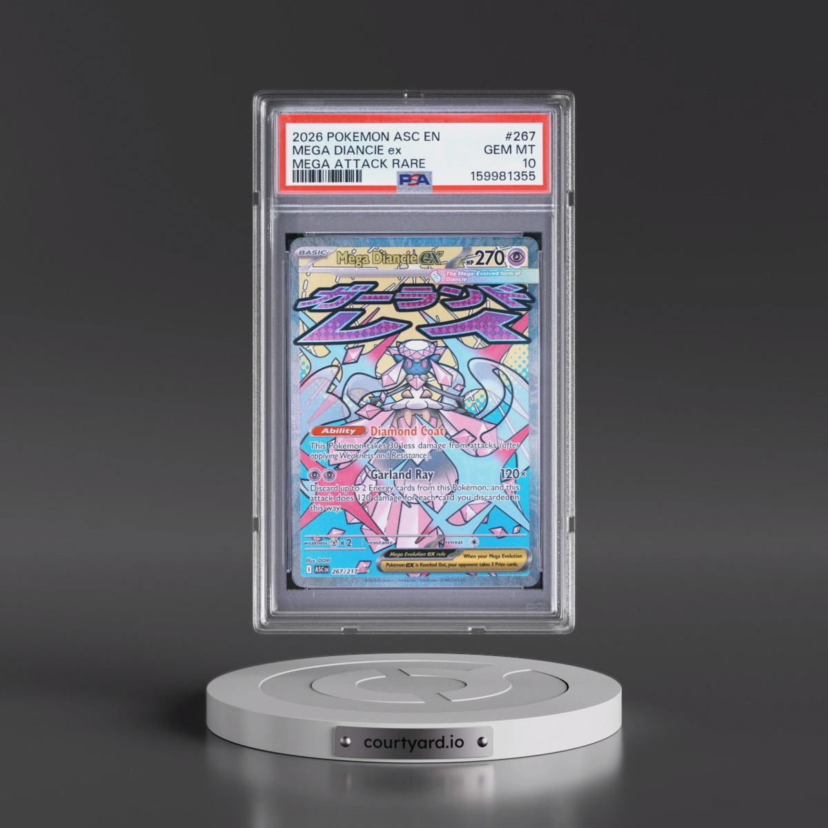 2026 Pokémon Asc EN-Ascended Heroes #267 Mega Diancie EX - Holo Mega Attack Rare (PSA 10 GEM MINT)