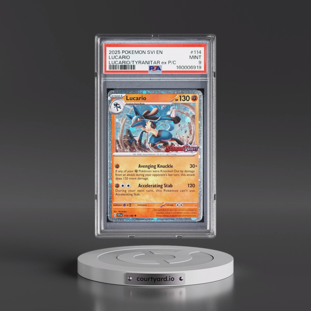 2025 Pokémon Svi EN-Scarlet & Violet #114 Lucario - Lucario EX & Tyranitar EX Premium Collection (PSA 9 MINT)