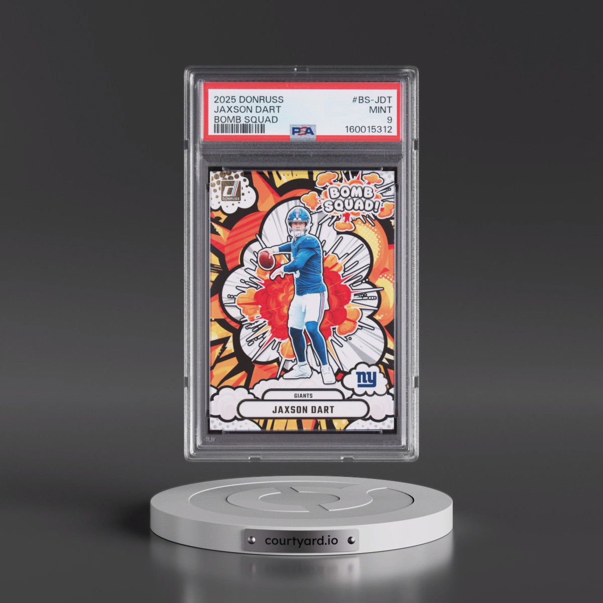 2025 Panini Donruss Bomb Squad #BS-JDT Jaxson Dart (PSA 9 MINT)