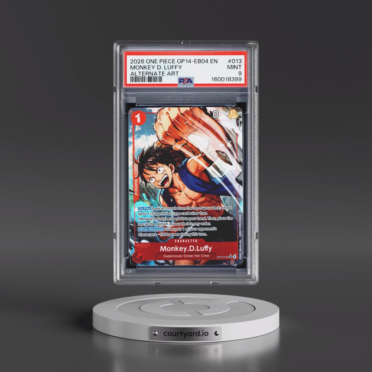 2026 One Piece OP14-EB04-the Azure Sea's Seven #013 Monkey D. Luffy - Alternate Art (PSA 9 MINT)