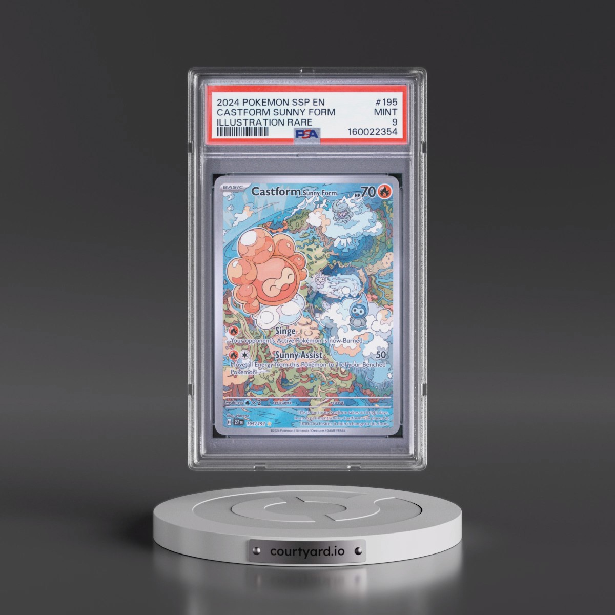 2024 Pokémon Ssp EN-Surging Sparks #195 Castform Sunny Form - Illustration Rare (PSA 9 MINT)
