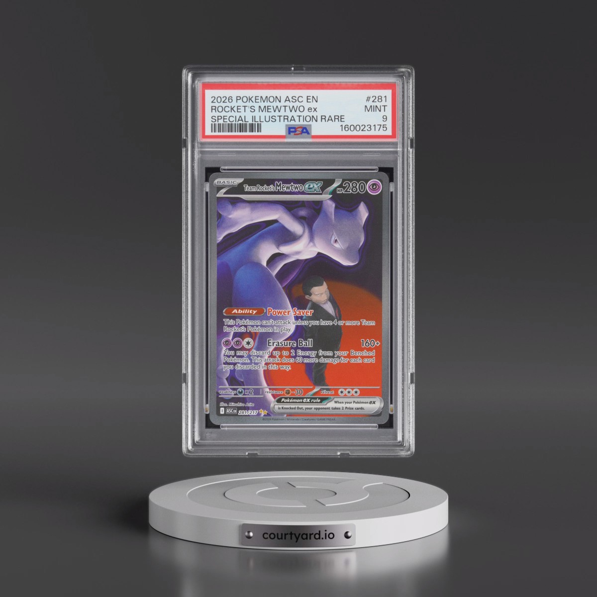 2026 Pokémon Asc EN-Ascended Heroes #281 Team Rocket's Mewtwo EX - Holo Special Illustration Rare (PSA 9 MINT)