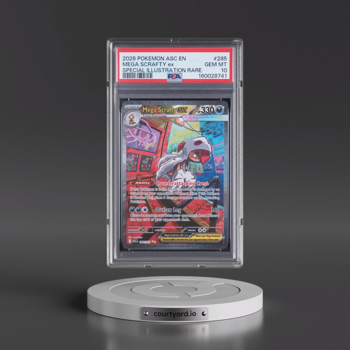 2026 Pokémon Asc EN-Ascended Heroes #285 Mega Scrafty EX - Holo Special Illustration Rare (PSA 10 GEM MINT)