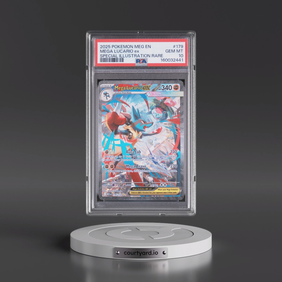 2025 Pokémon Meg EN-Mega Evolution #179 Mega Lucario EX - Holo Special Illustration Rare (PSA 10 GEM MINT)