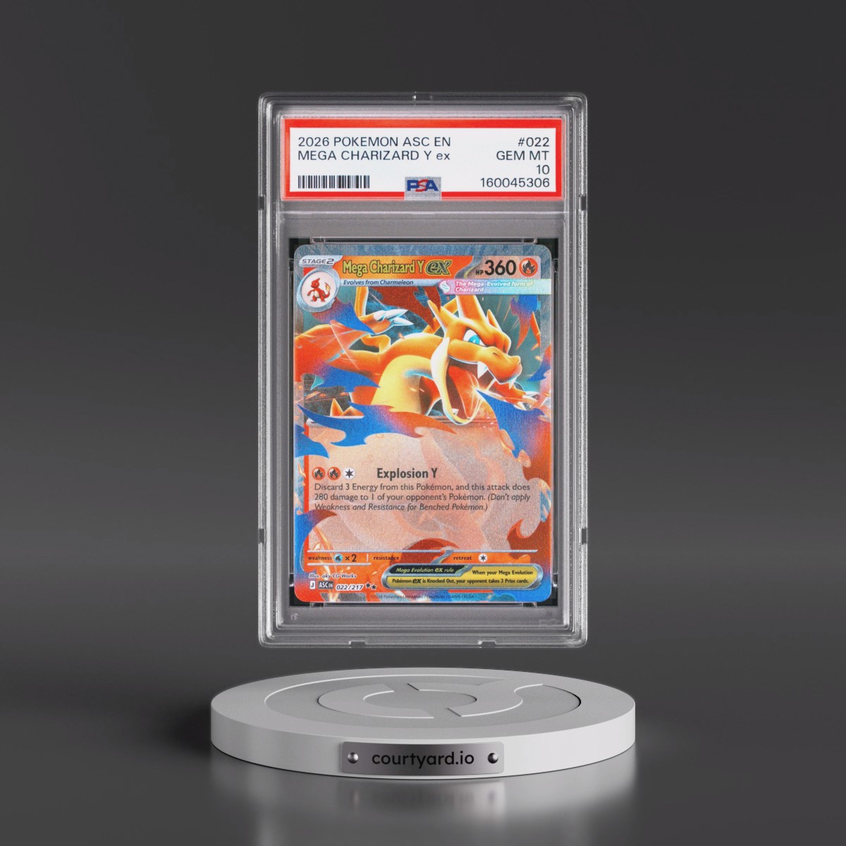 2026 Pokémon Asc EN-Ascended Heroes #022 Mega Charizard Y EX - Holo (PSA 10 GEM MINT)