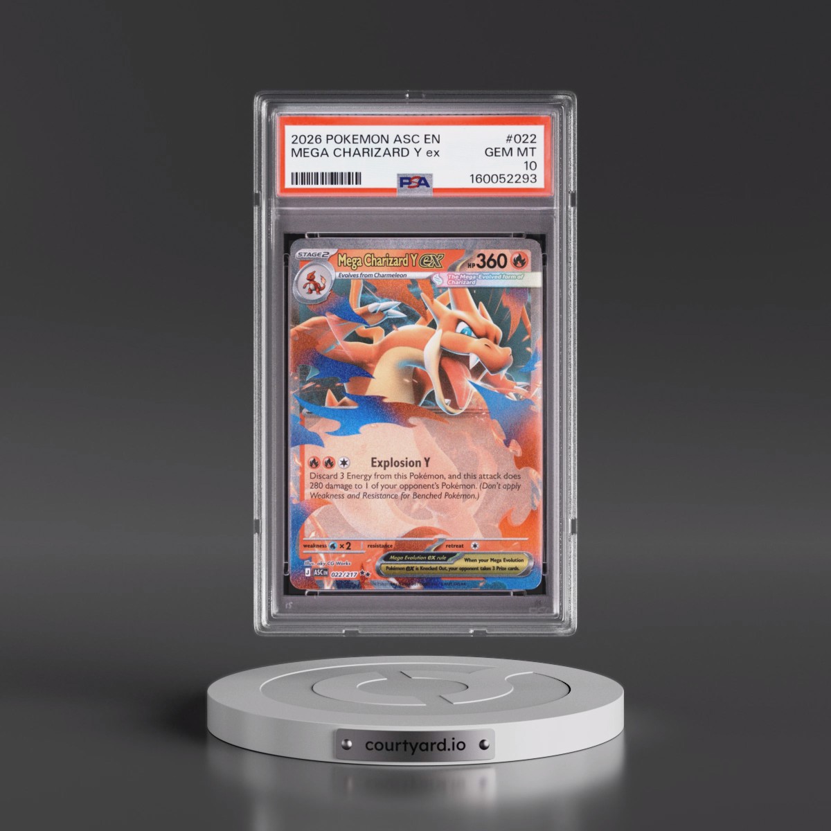 2026 Pokémon Asc EN-Ascended Heroes #022 Mega Charizard Y EX - Holo (PSA 10 GEM MINT)