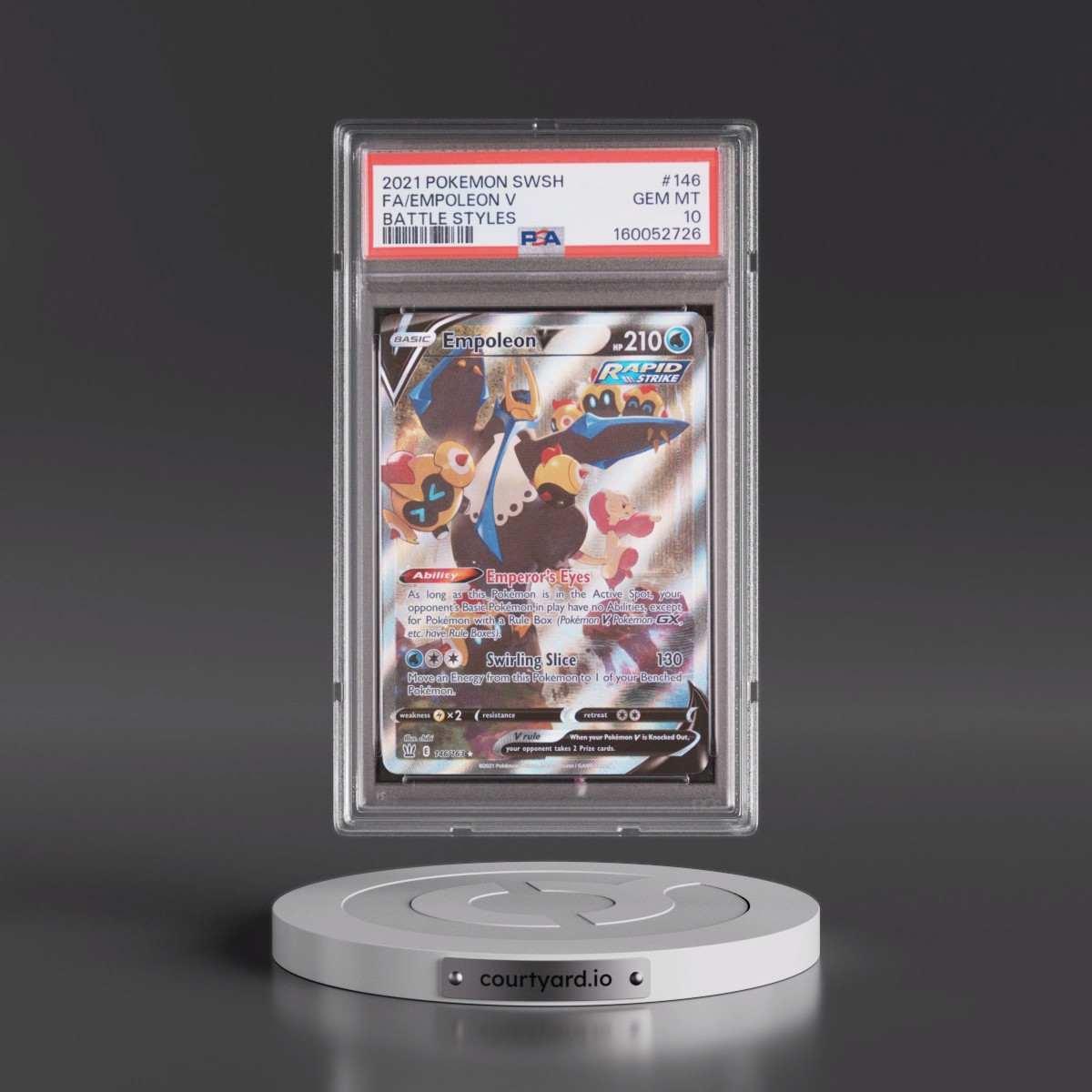 2021 Pokémon Sword & Shield Battle Styles #146 Empoleon V - Holo Full Art (PSA 10 GEM MINT)