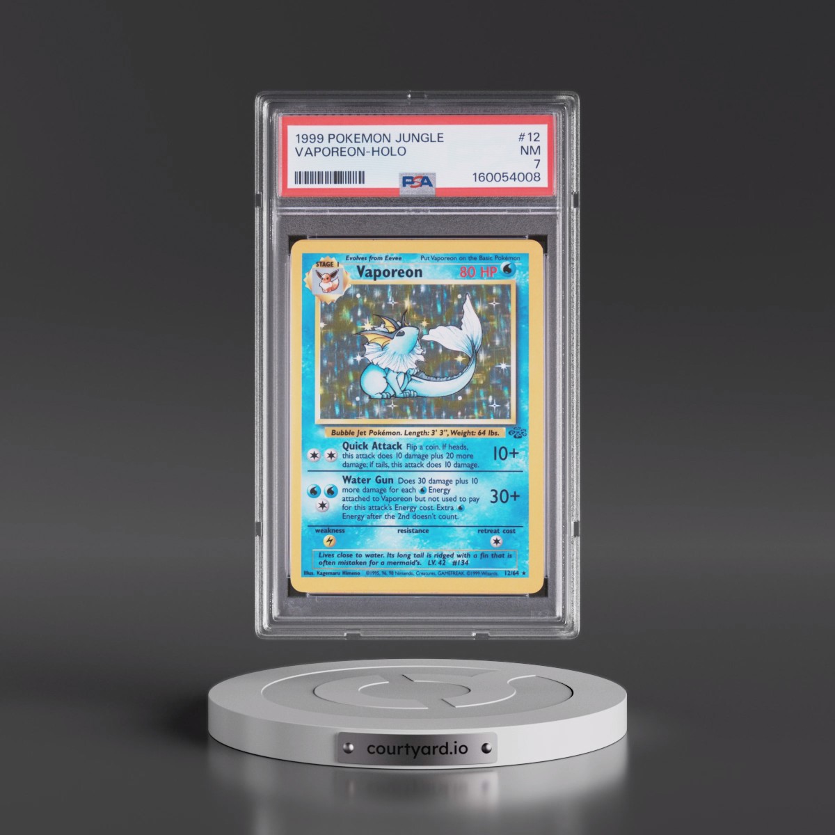 1999 Pokémon Jungle #12 Vaporeon - Holo (PSA 7 NM)