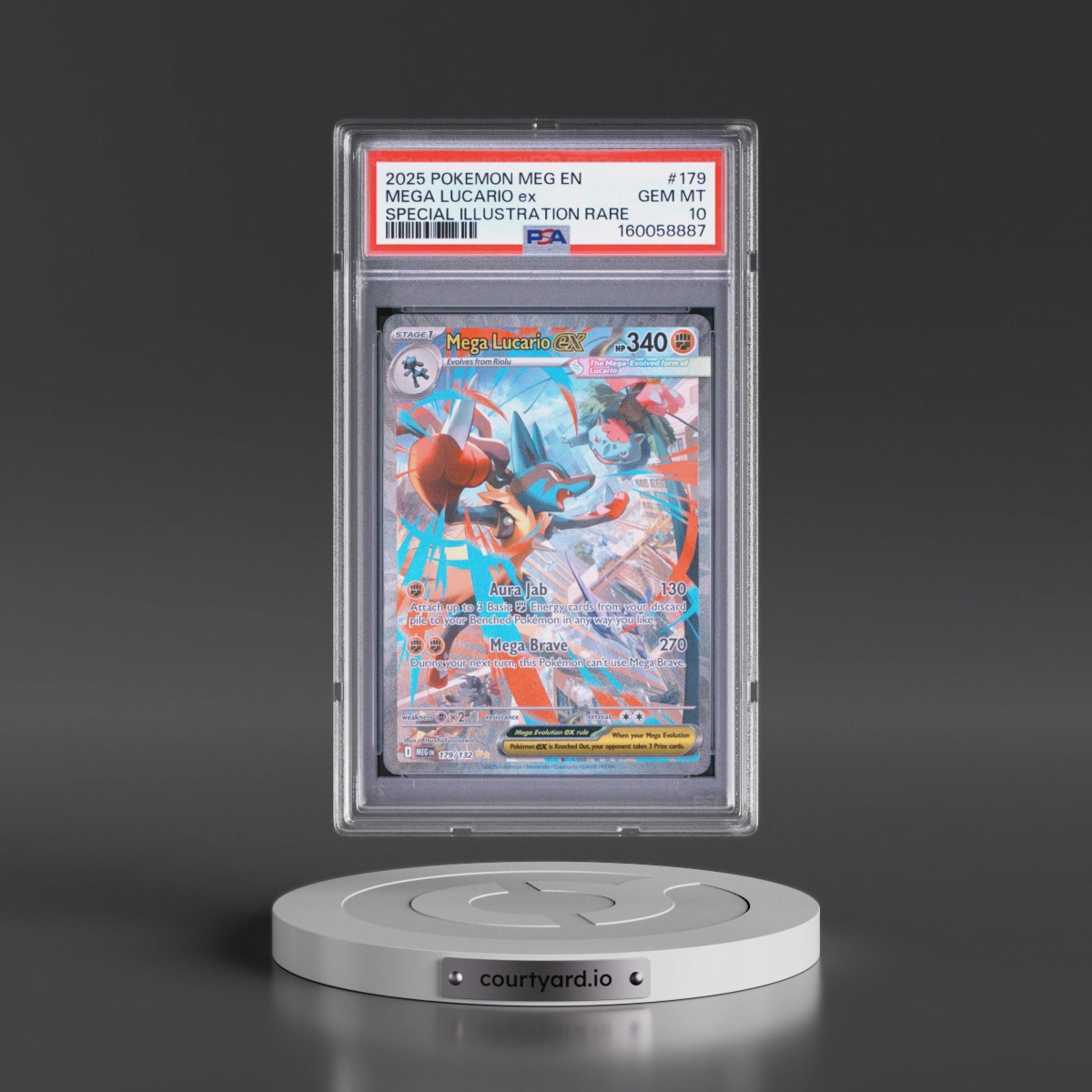 2025 Pokémon Meg EN-Mega Evolution #179 Mega Lucario EX - Holo Special Illustration Rare (PSA 10 GEM MINT)
