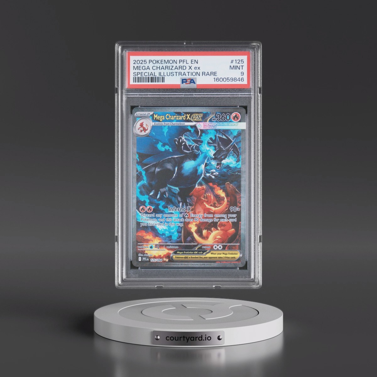 2025 Pokémon Pfl EN-Phantasmal Flames #125 Mega Charizard X EX - Holo Special Illustration Rare (PSA 9 MINT) - Photo